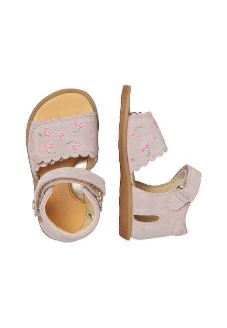 Sandales en daim avec imprimé cerises maya embr Rose poudré- 4 - vertbaudet enfant 