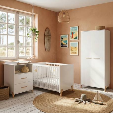 Lit bébé sur pieds en bois - joy Blanc/marron 5 - vertbaudet enfant 