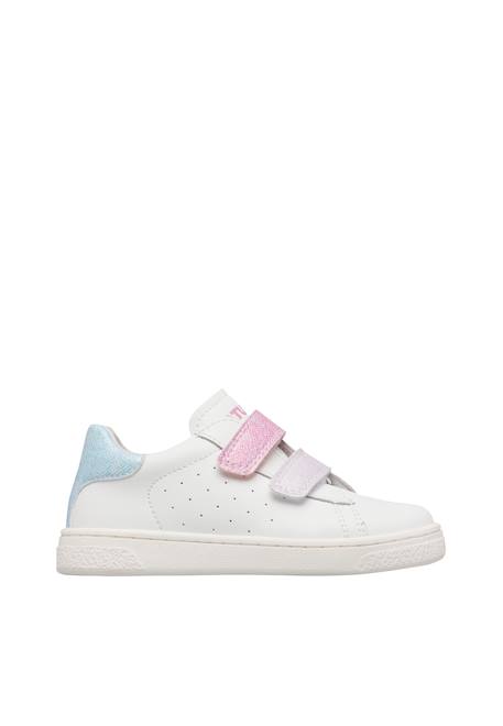 Baskets en cuir hasselt 2 vl. Blanc-fuchsia 1 - vertbaudet enfant 
