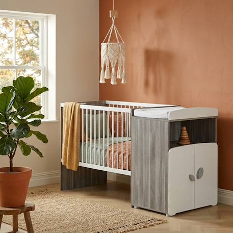 Lit bébé combiné évolutif en bois - leaf Gris 1 - vertbaudet enfant 