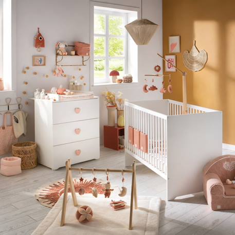 Chambre complète bébé avec lit à barreaux et commode à langer - basic Blanc+Blanc/gris+Blanc/rose 13 - vertbaudet enfant 
