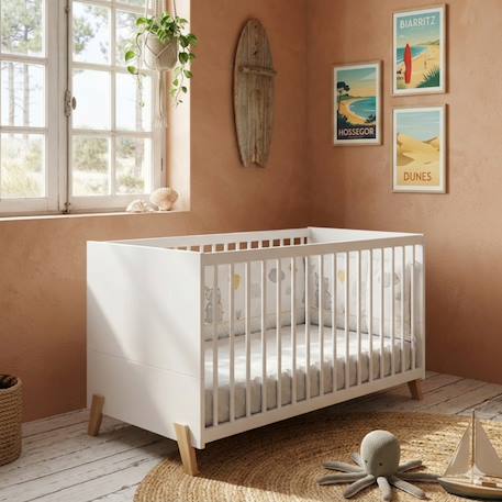 Lit bébé évolutif - little big bed sur pieds en bois - joy Blanc/marron 1 - vertbaudet enfant 