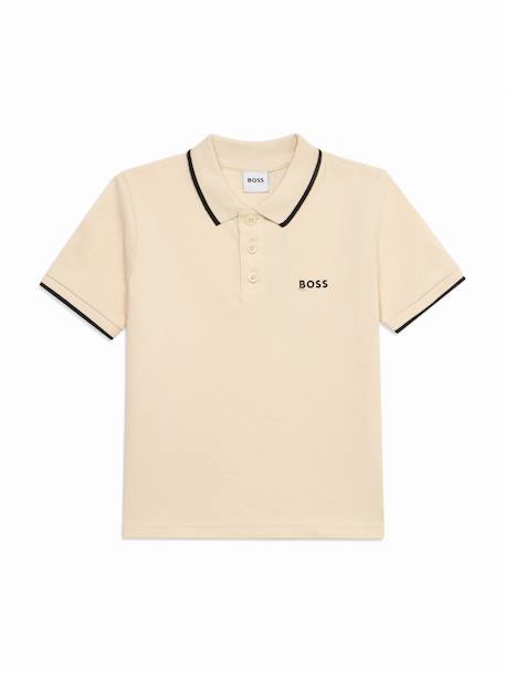 Polo à manches courtes Beige+Vert 1 - vertbaudet enfant 