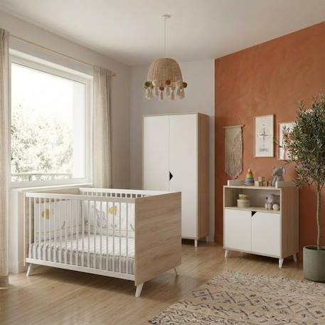 Lit bébé évolutif en bois - scandi Blanc/beige 6 - vertbaudet enfant 