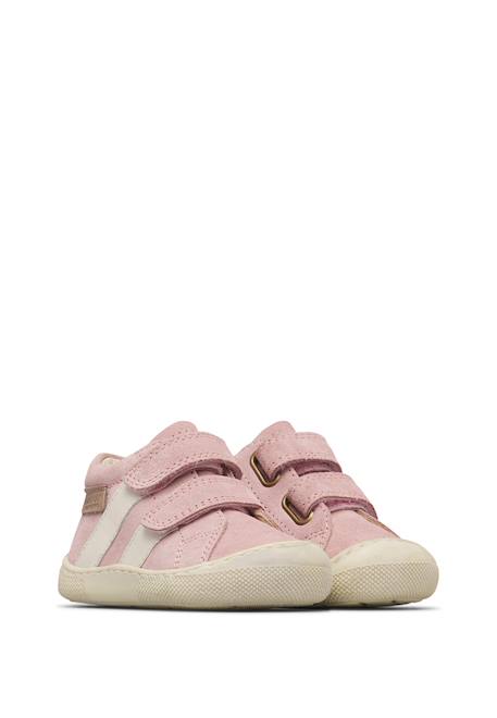 Chaussures en cuir et en daim sabby vl Blanc-rose- 2 - vertbaudet enfant 