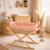 Couffin bébé en fibres naturelles et habillage tissu avec support en pin massif Beige/marron+Blanc/orange+Bleu+Rose+Rose imprimé+Vert tilleul 19 - vertbaudet enfant 