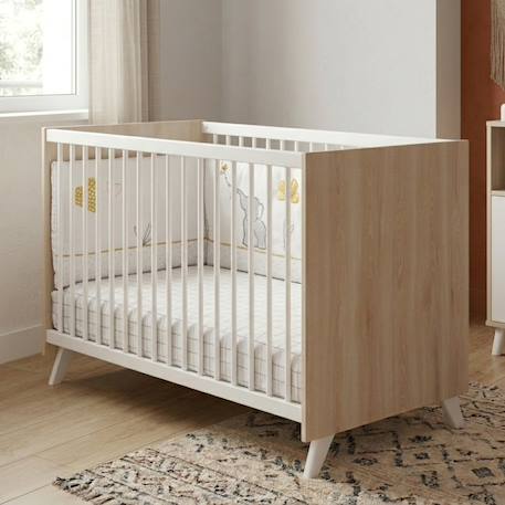 Lit bébé en bois - scandi Blanc/beige+Blanc/gris 1 - vertbaudet enfant 