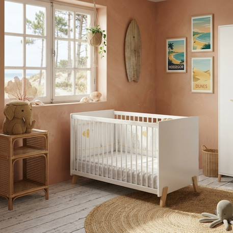 Lit bébé sur pieds en bois - joy Blanc/marron 1 - vertbaudet enfant 