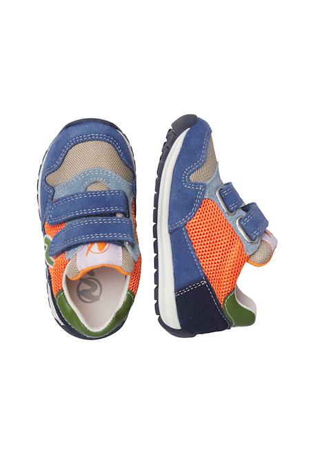 Sneakers en cuir et tissu sammy 3 vl. Bleu-orange+Céleste-jaune+Rouge-vert 4 - vertbaudet enfant 