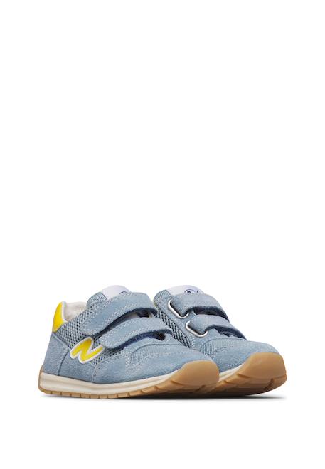 Sneakers en cuir et tissu sammy 3 vl. Bleu-orange+Céleste-jaune+Rouge-vert 7 - vertbaudet enfant 