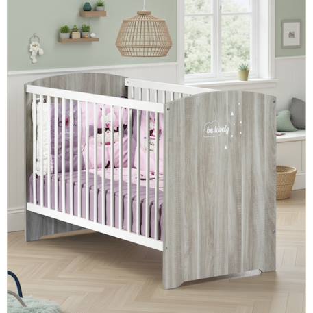 Lit bébé à barreaux - smile Beige+Gris 5 - vertbaudet enfant 