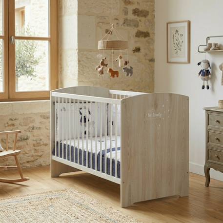 Lit bébé à barreaux - smile Beige+Gris 3 - vertbaudet enfant 