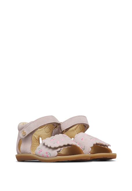 Sandales en daim avec imprimé cerises maya embr Rose poudré- 2 - vertbaudet enfant 
