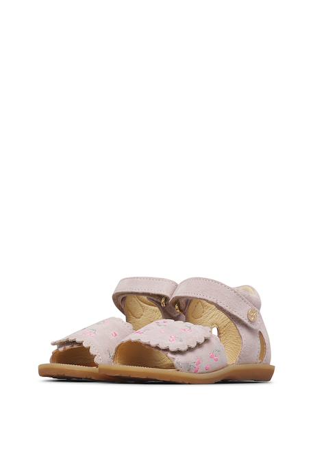 Sandales en daim avec imprimé cerises maya embr Rose poudré- 5 - vertbaudet enfant 