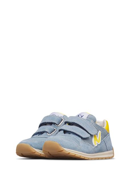 Sneakers en cuir et tissu sammy 3 vl. Bleu-orange+Céleste-jaune+Rouge-vert 10 - vertbaudet enfant 