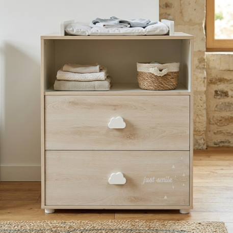 Commode à langer en bois - smile Beige+Gris 1 - vertbaudet enfant 