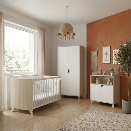 Armoire bébé 2 portes en bois - scandi Blanc/beige 5 - vertbaudet enfant 