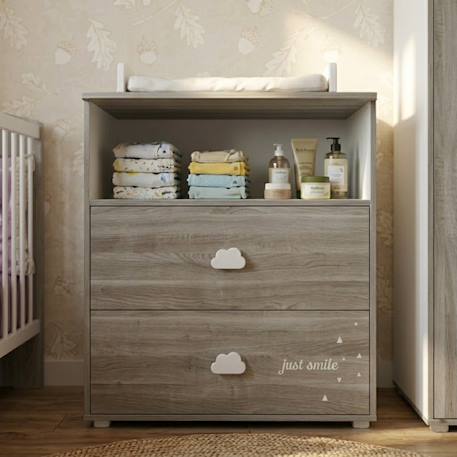 Commode à langer en bois - smile Beige+Gris 7 - vertbaudet enfant 
