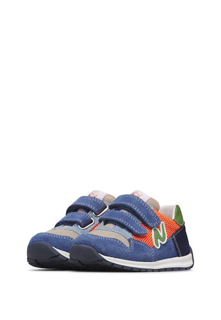 Sneakers en cuir et tissu sammy 3 vl. Bleu-orange+Céleste-jaune+Rouge-vert 5 - vertbaudet enfant 