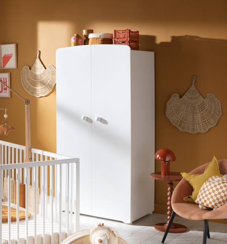 Chambre complète bébé avec lit à barreaux, commode à langer et armoire 2 portes - basic Blanc+Blanc/gris+Blanc/rose 4 - vertbaudet enfant 