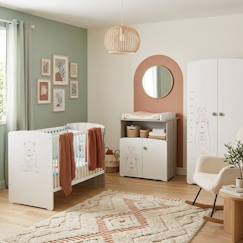 Chambre et rangement-Chambre trio lit et commode et armoire en bois - teddy