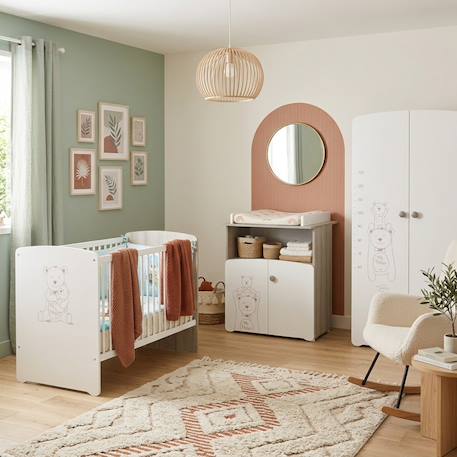Chambre trio lit et commode et armoire en bois - teddy Blanc 1 - vertbaudet enfant 