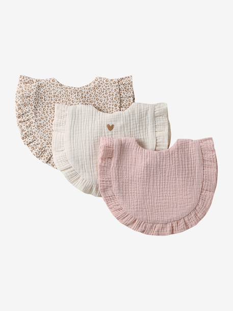 Lot 3 bavoirs bohème à volants blush+sauge 1 - vertbaudet enfant 