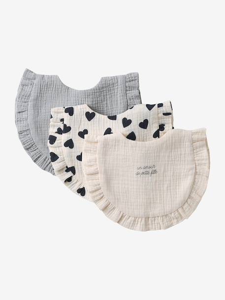Lot 3 bavoirs bohème à volants blush+sauge 7 - vertbaudet enfant 