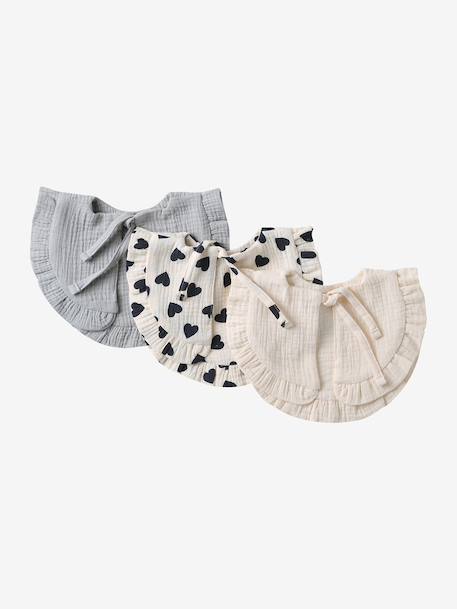 Lot 3 bavoirs bohème à volants blush+sauge 11 - vertbaudet enfant 