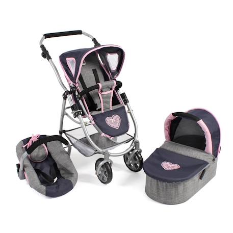 La poussette combinée 3 en 1 emotion 'all in' pour poupons Multicolore+Noir et rose+Rose+Rose et bleu+Rose et gris+Rose fuschia+Violet+Violet étoiles 2 - vertbaudet enfant 