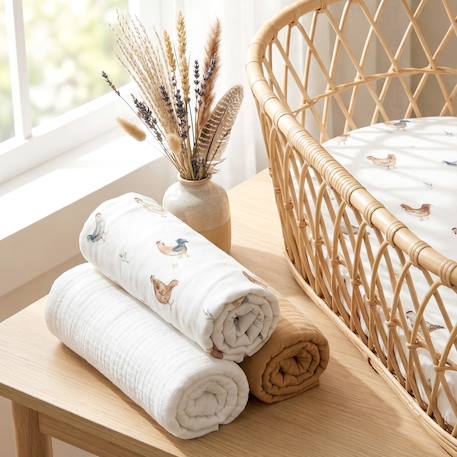 Lot de 3 draps housses couffin panier moïse coton gallina Écru 2 - vertbaudet enfant 