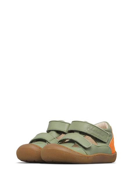 Sandales semi en cuir et en daim irtys Bleu clair-+Rose clair-+Tourterelle-militaire-+Vert-orange 20 - vertbaudet enfant 