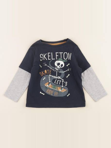 Tee-shirt - 2 ans Bleu, gris 1 - vertbaudet enfant 