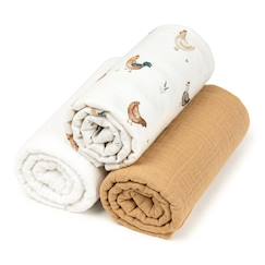 Linge de maison et décoration-Lot de 3 draps housses couffin panier moïse coton gallina