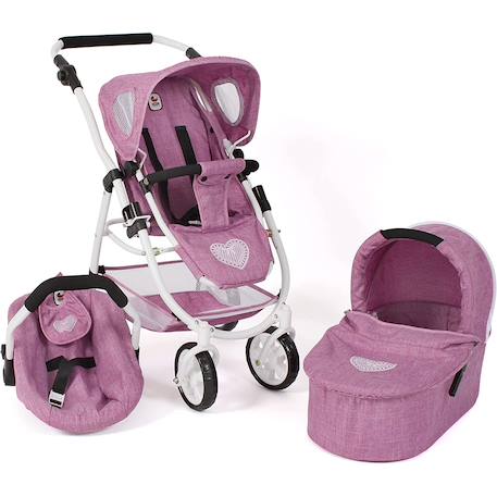 Poussette pour poupées 3 en 1 emotion jean Rose 2 - vertbaudet enfant 