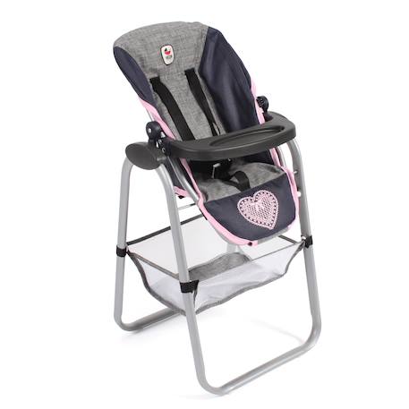 Chaise haute pour poupées, bleu foncé - anthracite - rose Bleu et rose 2 - vertbaudet enfant 