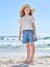 T-shirt fille manches détails brodés corail+écru+kaki 8 - vertbaudet enfant 