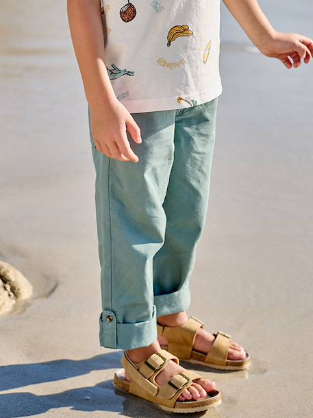 Pantalon garçon retroussable vert émeraude 3 - vertbaudet enfant 