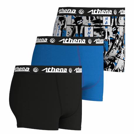 Lot de 3 boxers garçon trio pop Noir-bleu imprimé+Noir-gris-orange imprimé+Noir-print-menthe 3 - vertbaudet enfant 