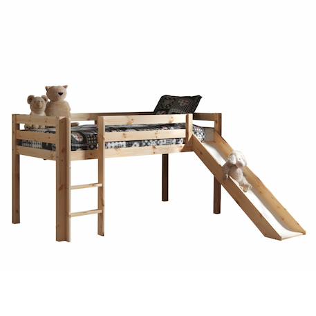 Lit mi-hauteur avec toboggan en pin massif naturel  armance & faustin Blanc+Naturel 7 - vertbaudet enfant 