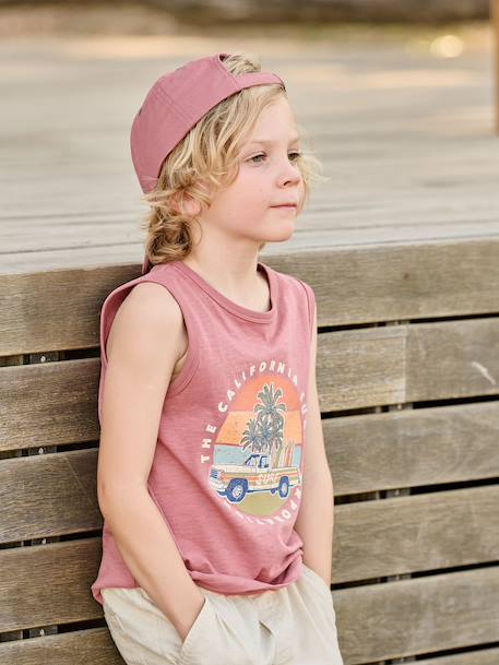 Débardeur imprimé 'California' bois de rose+écru 2 - vertbaudet enfant 