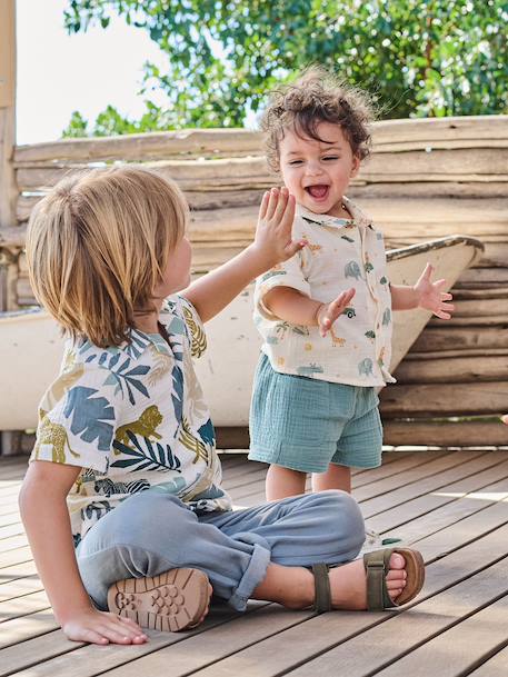 Ensemble chemise short bébé garçon vert émeraude 2 - vertbaudet enfant 