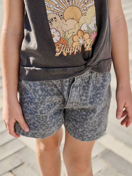 Short fille denim à motifs bleu clair+gris 11 - vertbaudet enfant 