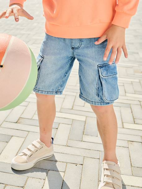 Bermuda en jean garçon battle double stone 2 - vertbaudet enfant 