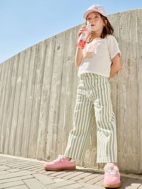 Pantalon fille rayé vert sauge 3 - vertbaudet enfant 