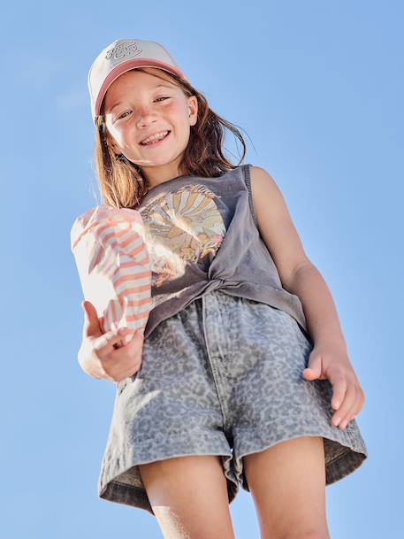 Short fille denim à motifs bleu clair+gris 12 - vertbaudet enfant 