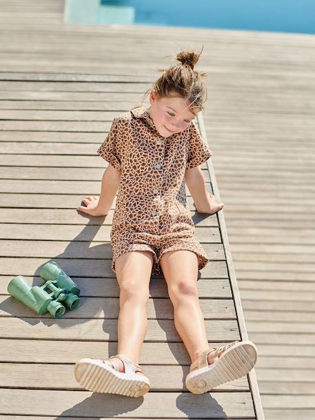 Combi short fille twill coton beige 1 - vertbaudet enfant 