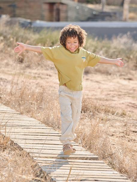 Pantalon cargo léger beige+olive 2 - vertbaudet enfant 