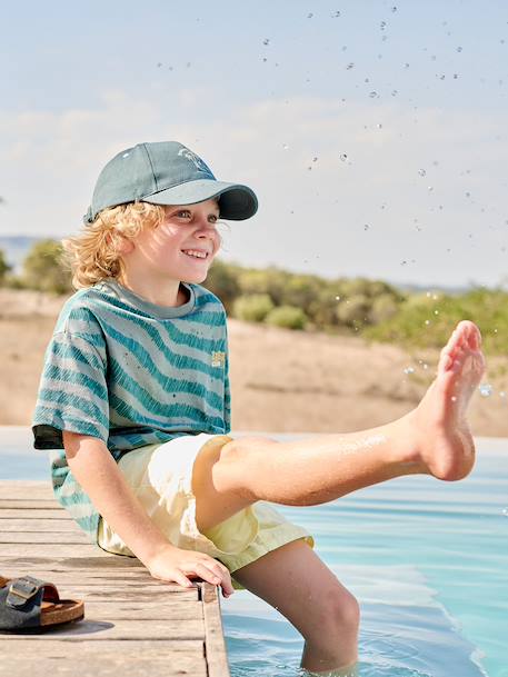 T-shirt zèbre manches courtes garçon bleu pétrole 2 - vertbaudet enfant 