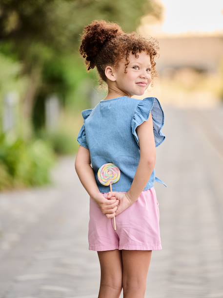 Short fille facile à enfiler mauve+vert d'eau 7 - vertbaudet enfant 